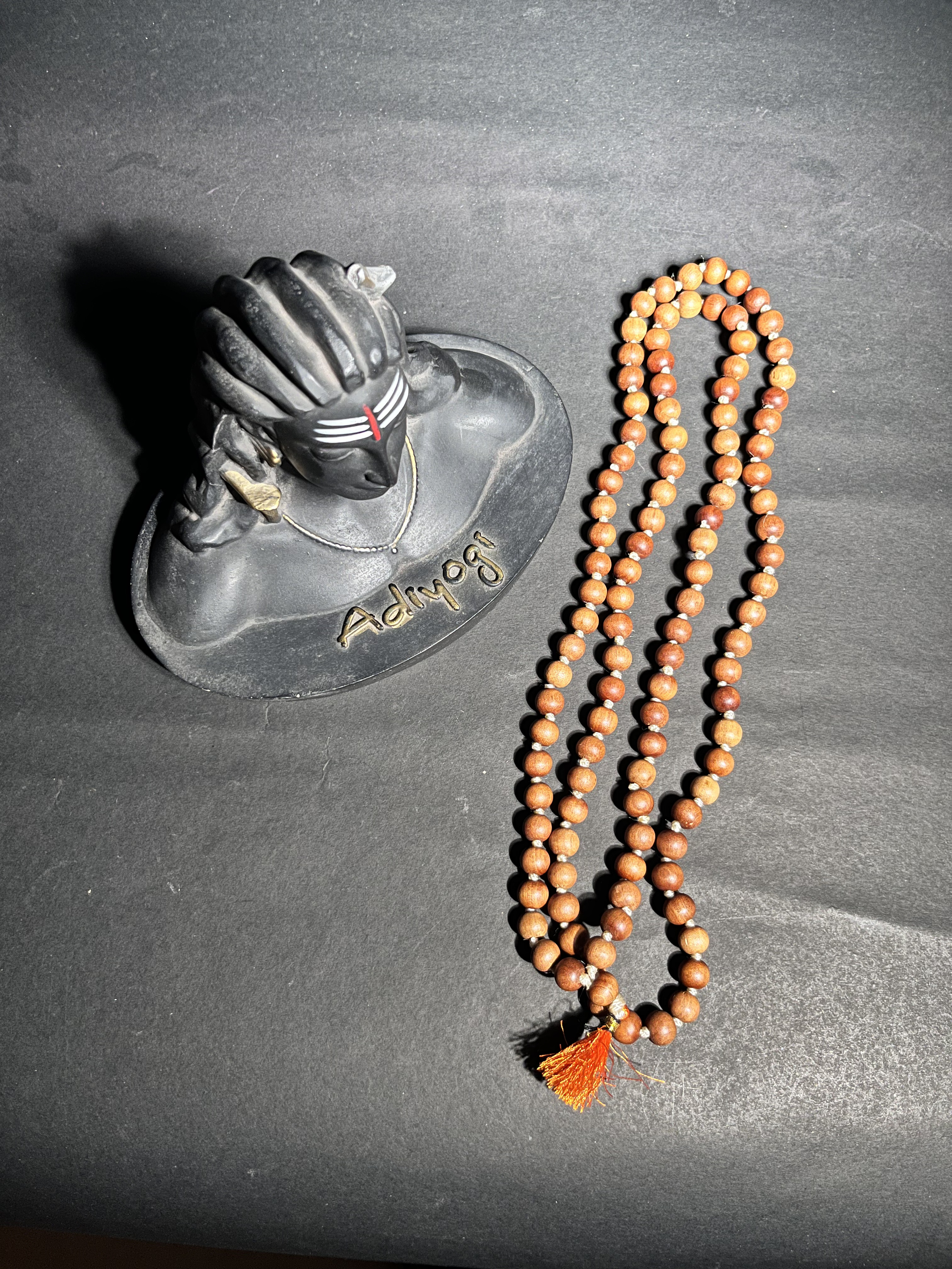 Chandan (Sandalwood) Japa Mala with Silver Spacers