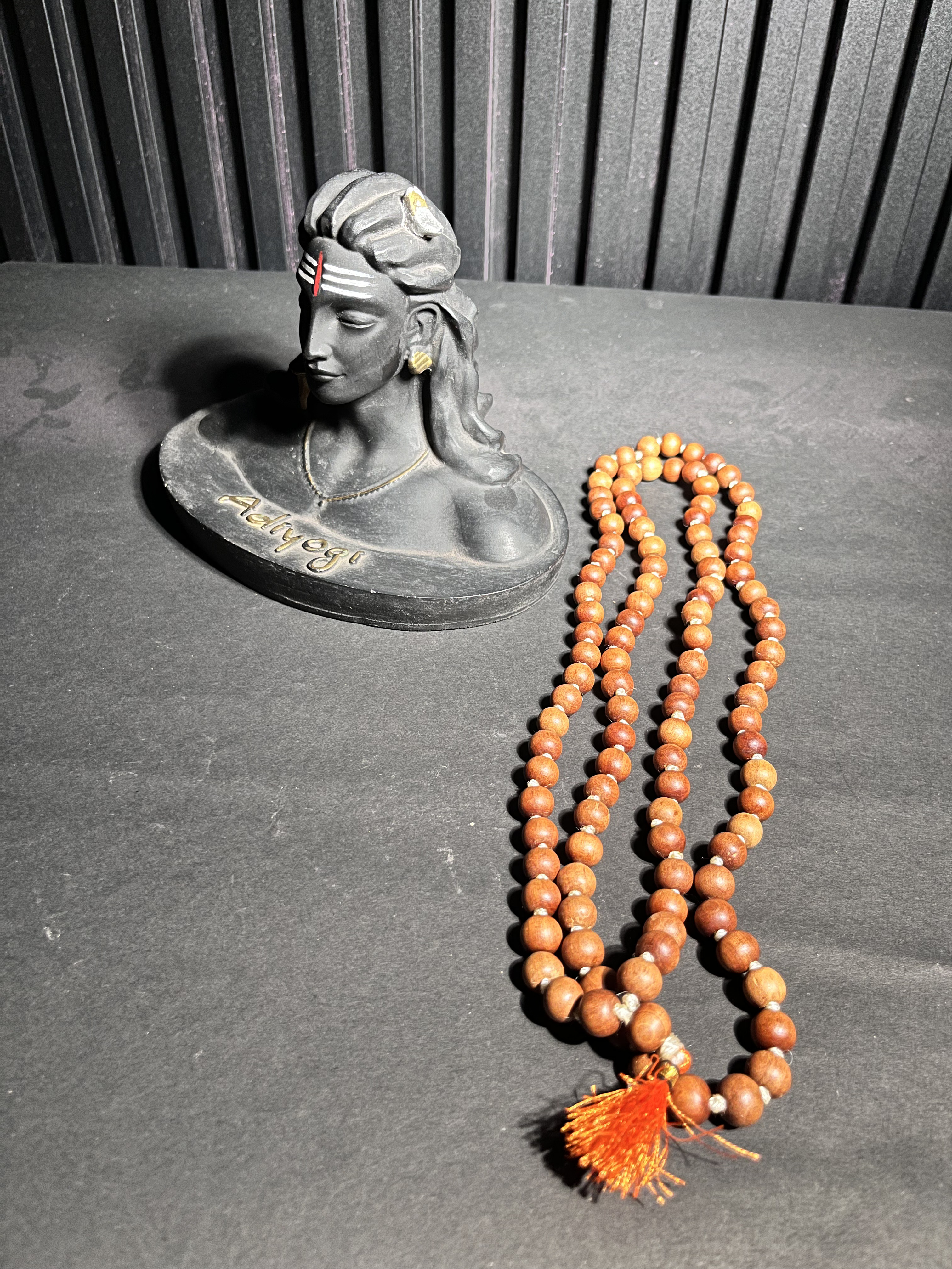 Chandan (Sandalwood) Japa Mala with Silver Spacers